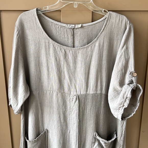 Contessa Teresa Natural Linen Midi to Maxi Dress XL Boho Lagenlook style. - Picture 2 of 9